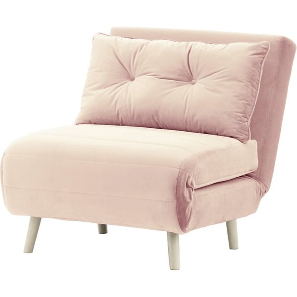Fauteuil convertible Flic - large de 77 cm, lila/rose - Velluto 14, Couleur des pieds: Blanc