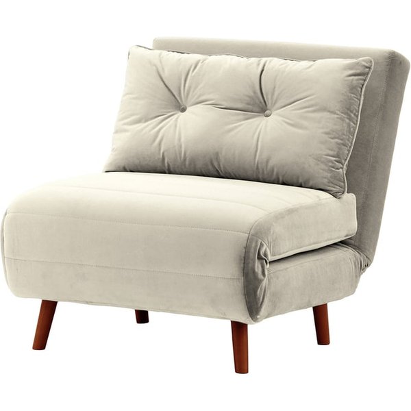 Fauteuil convertible Flic - large de 77 cm, gris clair - Velluto 15, Couleur des pieds: aveo