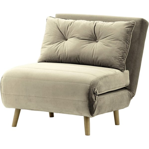 Fauteuil convertible Flic - large de 77 cm, gris éléphant - Velluto 17, Couleur des pieds: Noir wax
