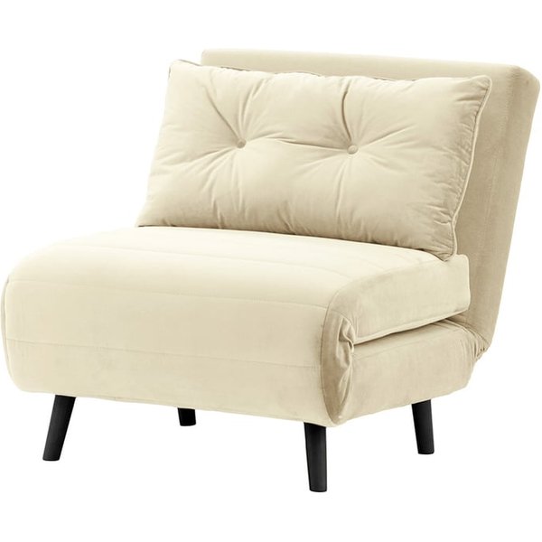 Fauteuil convertible Flic - large de 77 cm, beige clair - Velluto 2, Couleur des pieds: Noir