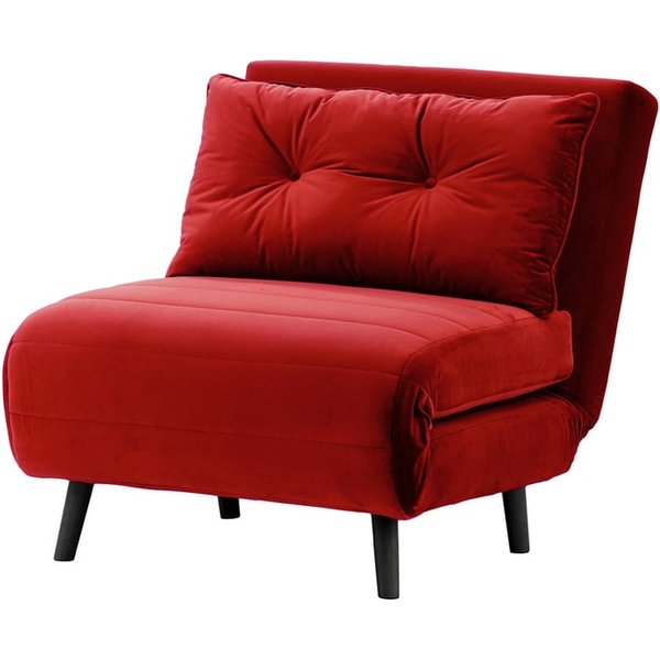 Fauteuil convertible Flic - large de 77 cm, rouge - Velluto 7, Couleur des pieds: Noir