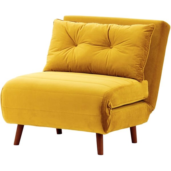 Fauteuil convertible Flic - large de 77 cm, moutarde - Velluto 8, Couleur des pieds: aveo