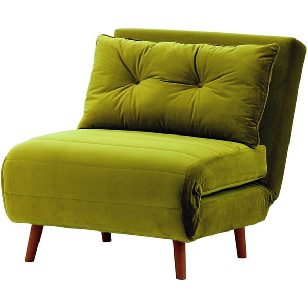 Fauteuil convertible Flic - large de 77 cm, olive - Velluto 9, Couleur des pieds: aveo