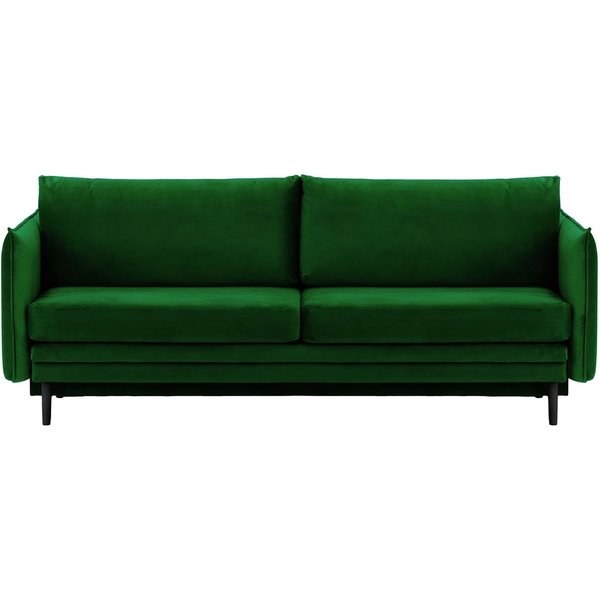 Canapé Nimbus avec fonction de couchage et coffre de rangement, vert foncé - Velluto 10, Couleur des pieds: Noir