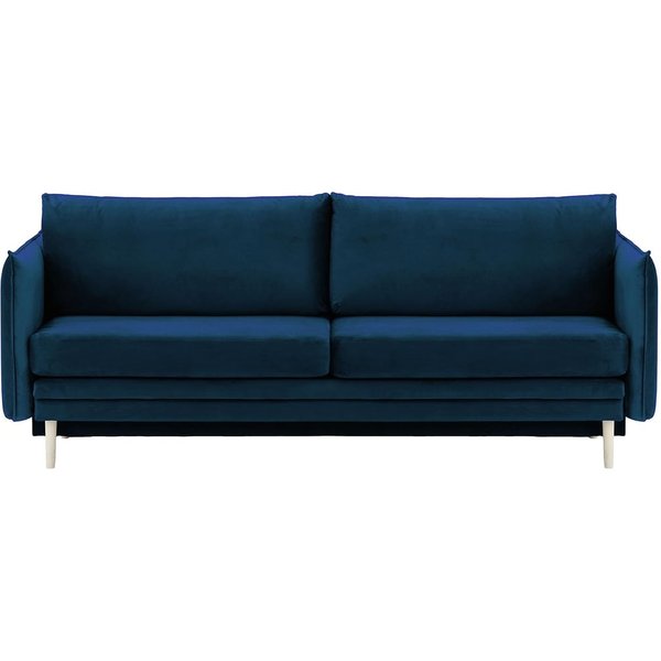 Canapé Nimbus avec fonction de couchage et coffre de rangement, bleu - Velluto 11, Couleur des pieds: Blanc