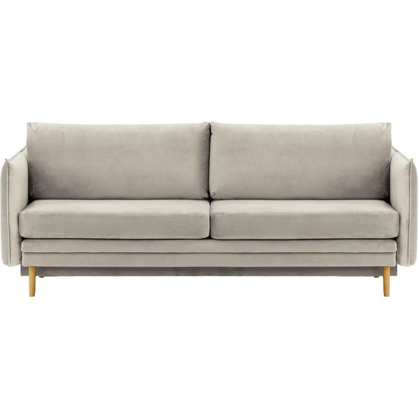 Canapé Nimbus avec fonction de couchage et coffre de rangement, gris clair - Velluto 15, Couleur des pieds: Chêne clair