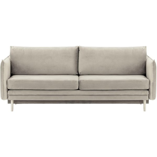 Canapé Nimbus avec fonction de couchage et coffre de rangement, gris clair - Velluto 15, Couleur des pieds: Blanc