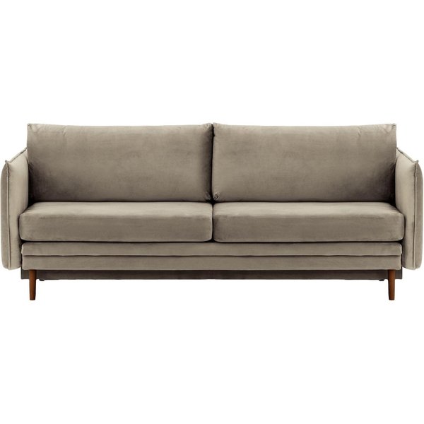 Canapé Nimbus avec fonction de couchage et coffre de rangement, gris éléphant - Velluto 17, Couleur des pieds: Chêne foncé