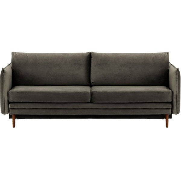 Canapé Nimbus avec fonction de couchage et coffre de rangement, graphite - Velluto 19, Couleur des pieds: Chêne foncé