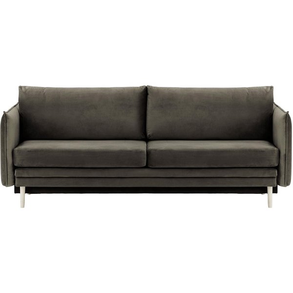 Canapé Nimbus avec fonction de couchage et coffre de rangement, graphite - Velluto 19, Couleur des pieds: Blanc