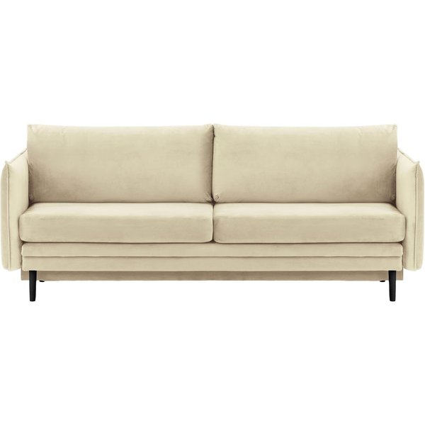 Canapé Nimbus avec fonction de couchage et coffre de rangement, beige clair - Velluto 2, Couleur des pieds: Noir
