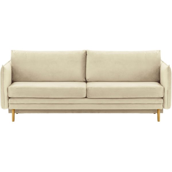 Canapé Nimbus avec fonction de couchage et coffre de rangement, beige clair - Velluto 2, Couleur des pieds: Chêne clair