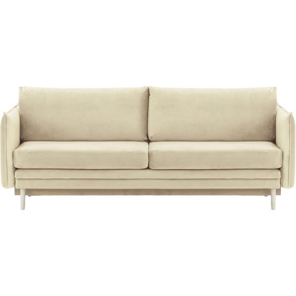 Canapé Nimbus avec fonction de couchage et coffre de rangement, beige clair - Velluto 2, Couleur des pieds: Blanc