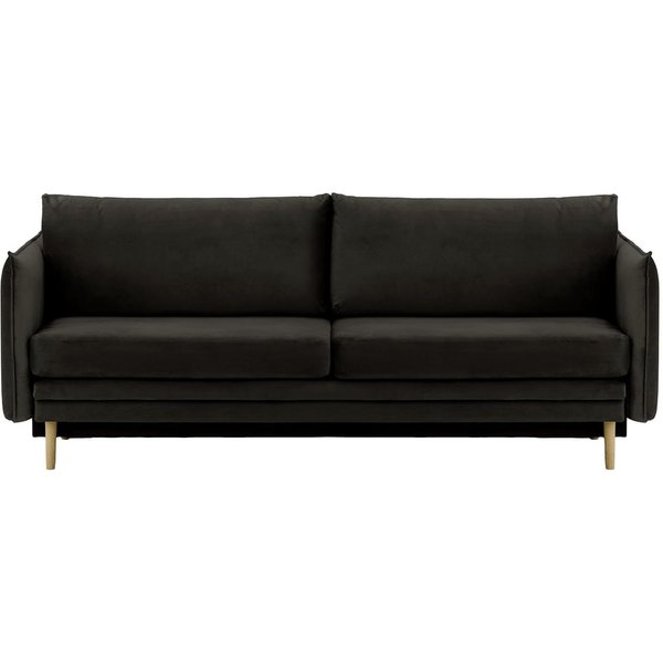 Canapé Nimbus avec fonction de couchage et coffre de rangement, noir - Velluto 20, Couleur des pieds: Noir wax