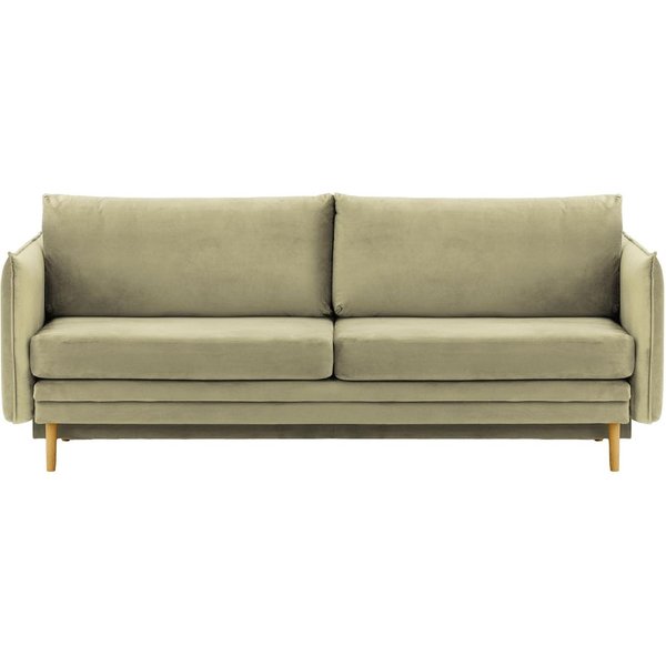 Canapé Nimbus avec fonction de couchage et coffre de rangement, beige - Velluto 3, Couleur des pieds: Chêne clair