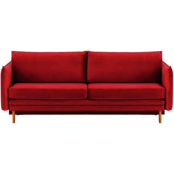 Canapé Nimbus avec fonction de couchage et coffre de rangement, rouge - Velluto 7, Couleur des pieds: aveo