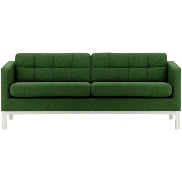 Canapé trois places Normann, vert foncé - Malmo 37, Couleur des pieds: Blanc