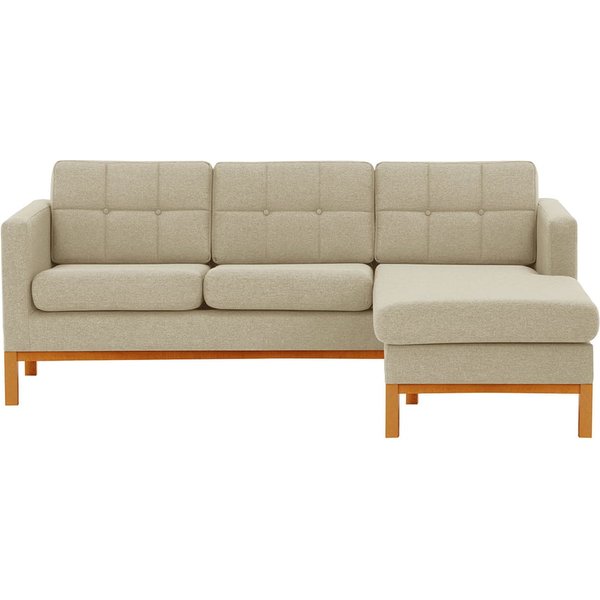 Canapé d’angle droit Normann, beige - Malmo 8, Couleur des pieds: aveo