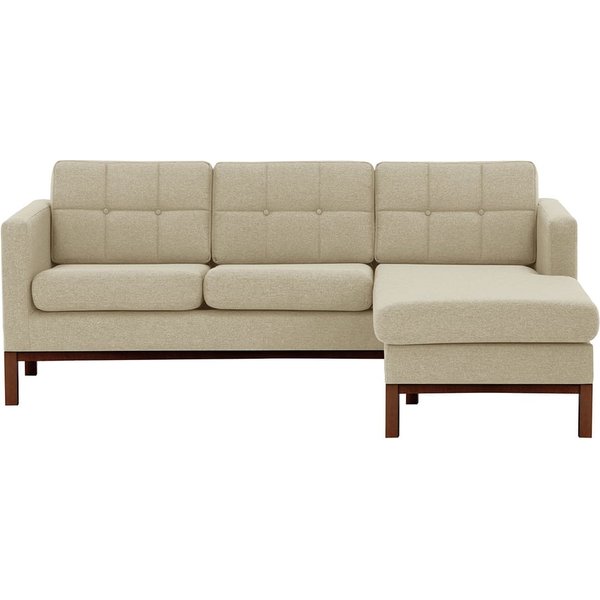 Canapé d’angle droit Normann, beige - Malmo 8, Couleur des pieds: Chêne foncé