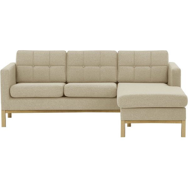 Canapé d’angle droit Normann, beige - Malmo 8, Couleur des pieds: Noir wax