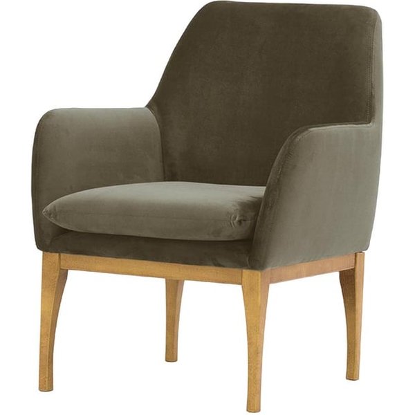 Fauteuil Beca, gris éléphant - Velluto 17, Couleur des pieds: Chêne clair