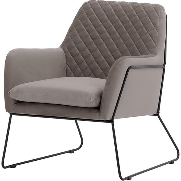 Fauteuil Foxe avec coutures, gris éléphant - Velluto 17, Couleur des pieds: Cadre métallique noir