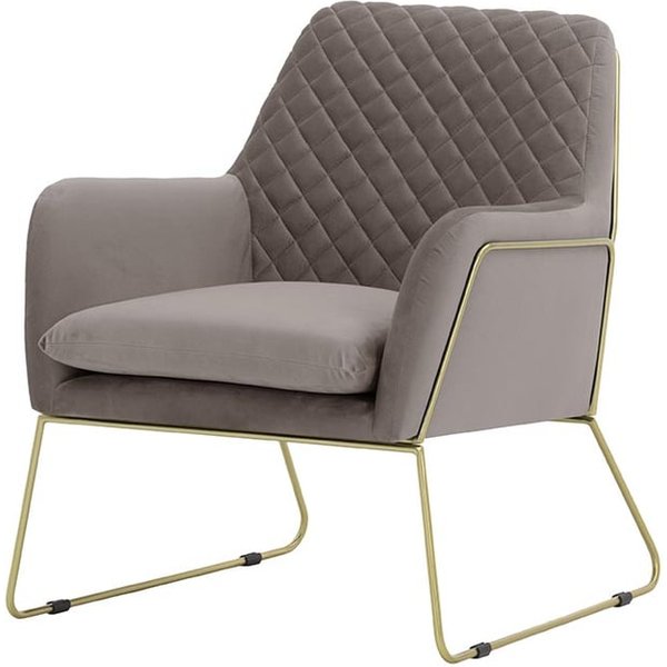 Fauteuil Foxe avec coutures, gris éléphant - Velluto 17, Couleur des pieds: Cadre métallique doré