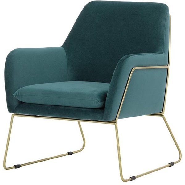 Fauteuil Foxe, bleu - Velluto 12, Couleur des pieds: Cadre métallique doré