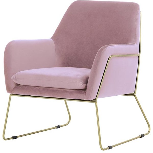 Fauteuil Foxe, lila/rose - Velluto 14, Couleur des pieds: Cadre métallique doré