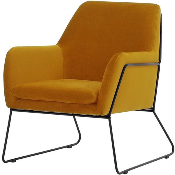 Fauteuil Foxe, moutarde - Velluto 8, Couleur des pieds: Cadre métallique noir