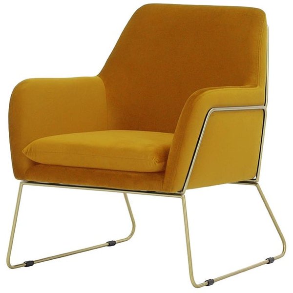 Fauteuil Foxe, moutarde - Velluto 8, Couleur des pieds: Cadre métallique doré