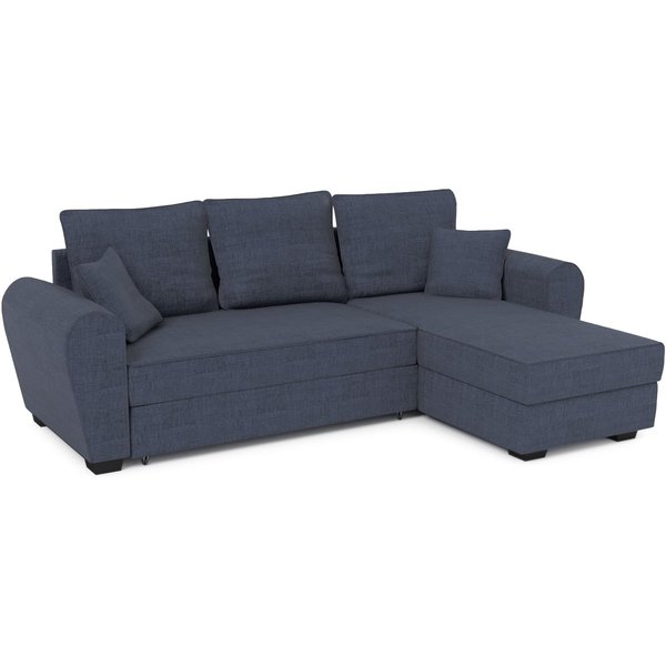 Canapé d’angle avec fonction lit et coffre de rangement Nicea, bleu foncé - Sawana 80