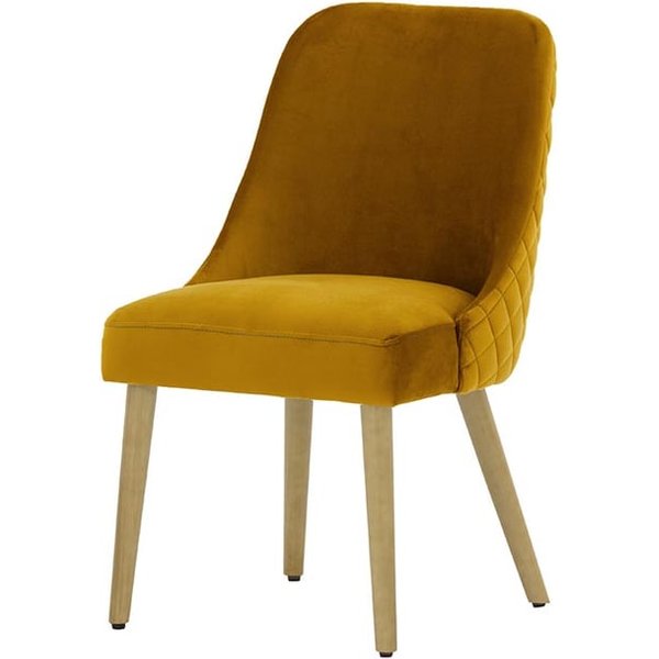 Chaise avec coutures Albion, moutarde - Velluto 8, Couleur des pieds: Chêne clair