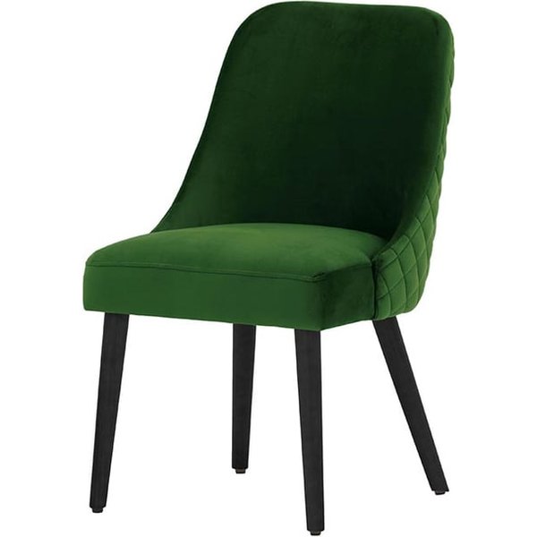 Chaise avec coutures Albion, vert foncé - Velluto 10, Couleur des pieds: Noir
