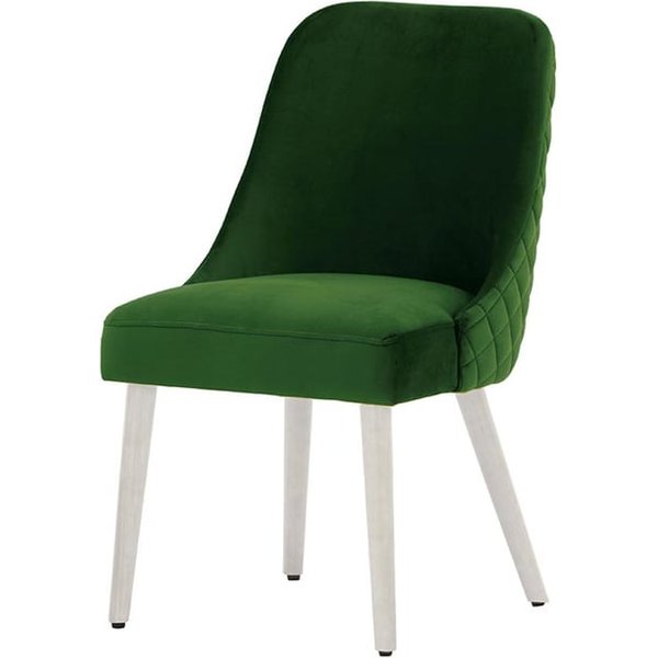 Chaise avec coutures Albion, vert foncé - Velluto 10, Couleur des pieds: Blanc