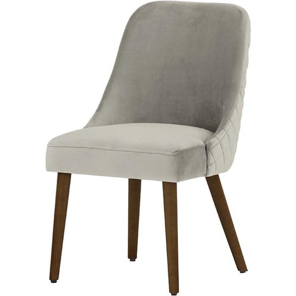 Chaise avec coutures Albion, gris clair - Velluto 15, Couleur des pieds: Chêne foncé