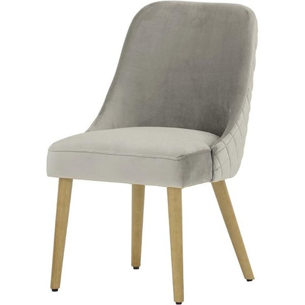 Chaise avec coutures Albion, gris clair - Velluto 15, Couleur des pieds: Chêne clair