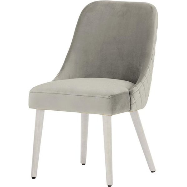 Chaise avec coutures Albion, gris clair - Velluto 15, Couleur des pieds: Blanc