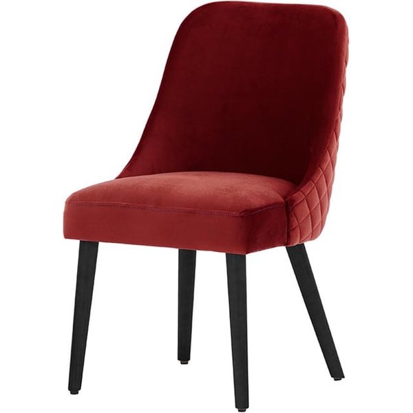Chaise avec coutures Albion, rouge - Velluto 7, Couleur des pieds: Noir