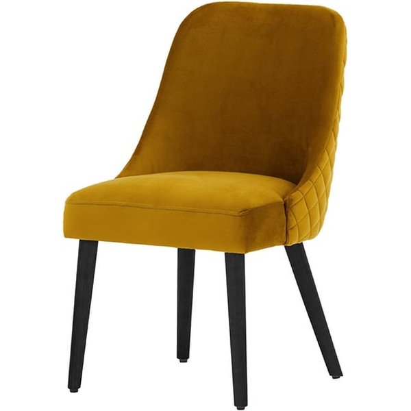 Chaise avec coutures Albion, moutarde - Velluto 8, Couleur des pieds: Noir