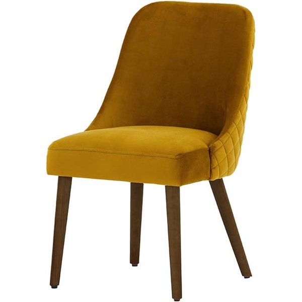 Chaise avec coutures Albion, moutarde - Velluto 8, Couleur des pieds: Chêne foncé