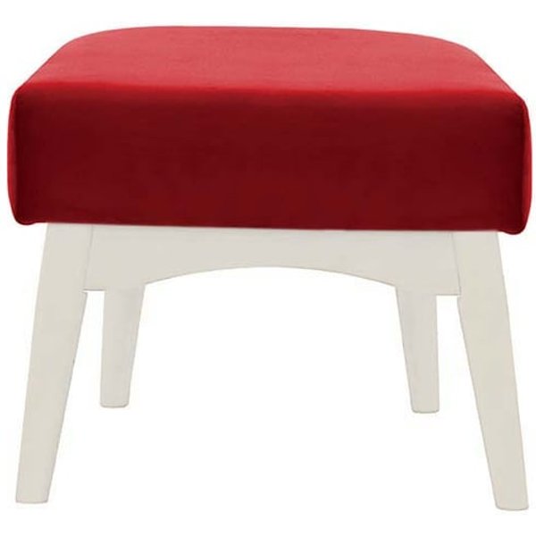 Repose-pied Hollis, rouge - Velluto 7, Couleur des pieds: Blanc