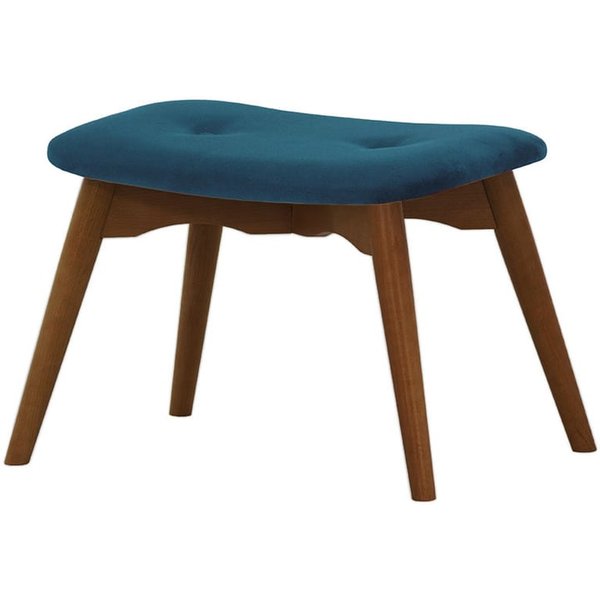 Repose-pied Ducan Velvet, bleu foncé - Kronos 9, Couleur des pieds: Chêne foncé