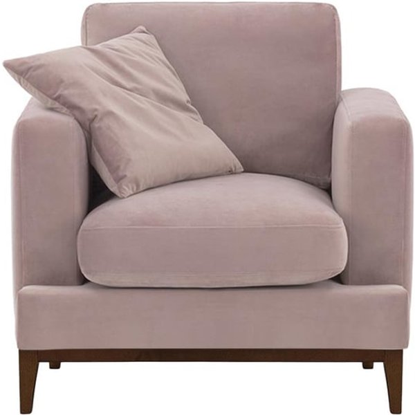 Fauteuil Covex Wood, lila/rose - Velluto 14, Couleur des pieds: Chêne foncé