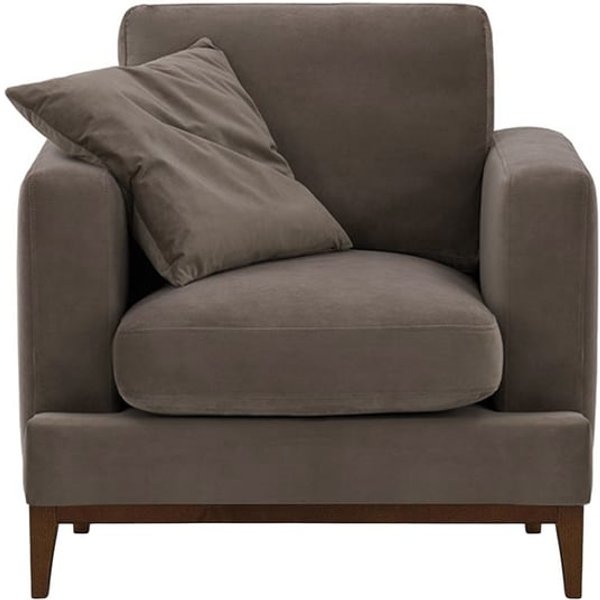 Fauteuil Covex Wood, gris éléphant - Velluto 17, Couleur des pieds: Chêne foncé