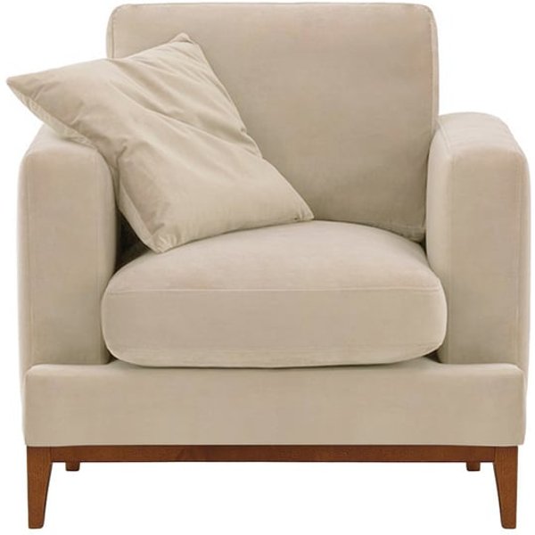 Fauteuil Covex Wood, beige clair - Velluto 2, Couleur des pieds: aveo