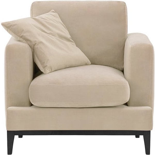 Fauteuil Covex Wood, beige clair - Velluto 2, Couleur des pieds: Noir