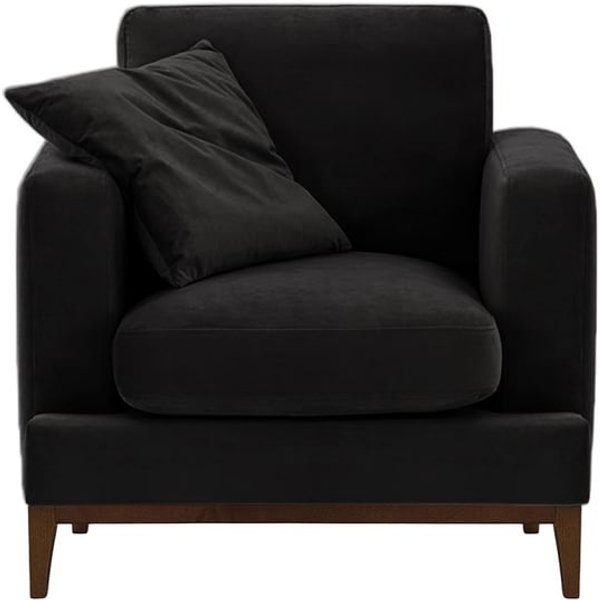Fauteuil Covex Wood, noir - Velluto 20, Couleur des pieds: Chêne foncé