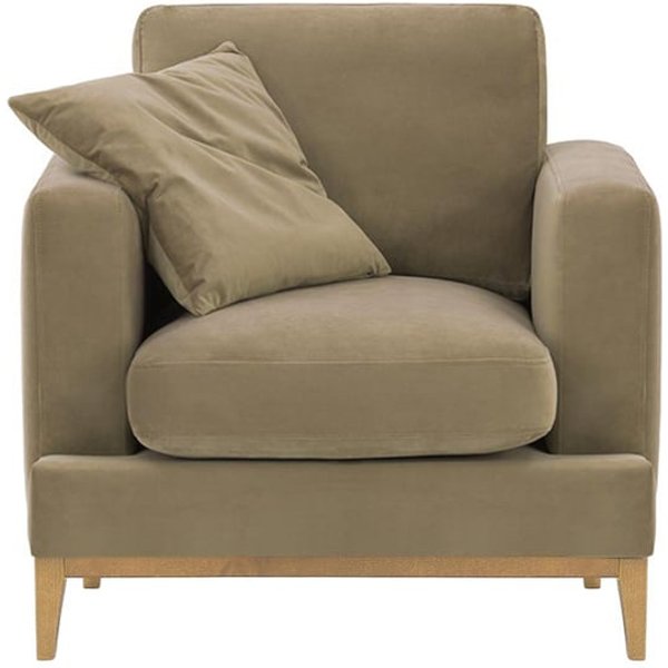 Fauteuil Covex Wood, beige - Velluto 3, Couleur des pieds: Chêne clair