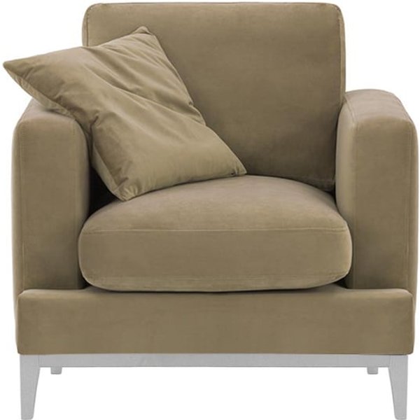 Fauteuil Covex Wood, beige - Velluto 3, Couleur des pieds: Blanc
